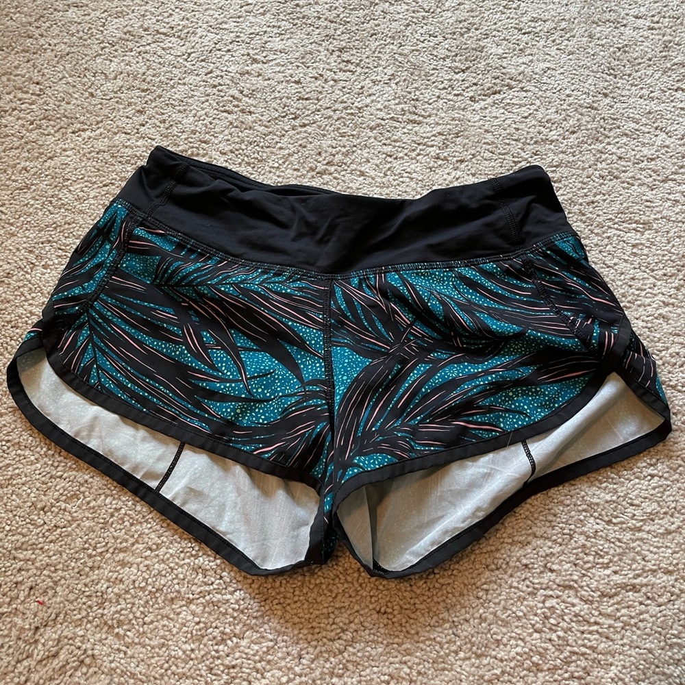 Teal Pattern Lululemon Shorts 2.5”